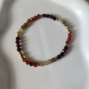 Handmade Stretchy Beaded Garnet Trio Bracelet